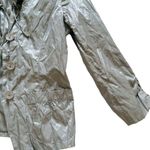 Chico's Chico’s Jacket Gray Green Metallic 3/4 Sleeve Ruffle Collar Rain Jacket Small Photo 8