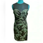 Teri Jon Rickie Freeman Green & Black Stretch Ruched Cocktail Dress NWT 6 Photo 1