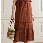 Reformation Bekkah Crocheted Lace Trim Organic Cotton Midi Dress in Cinnamon XS Photo 1