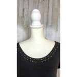 American Eagle Women's Medium Dark Gray Scoop Neck Studded Short Sleeve Top Photo 2