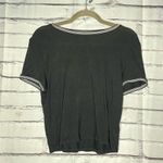 Women's Black Short Sleeve Tee White Trim Crew SZ L Relaxed Loose Fit Soft Size L Photo 0