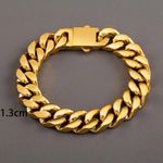 Women Gold 13mm Wide Stainless Steel Miami Curb Chain Bracelet Photo 5