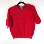 Pendleton Womens Sweater Classic Crew Neck Cotton Short Sleeve Pullover Red L Photo 0