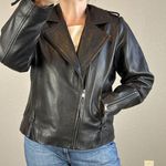 LeatherCult Womens Black Napa Leather Zip Moto Jacket Size XL EU 42 Insulated Photo 0