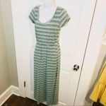 Derek Heart Stripe Cutout Back Maxi T-Shirt Dress Mint Green Gray M Photo 3