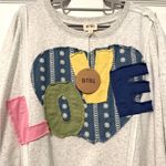 BiBi LOVE Heart Patchwork Slit French Terry Sweatshirt Grey Size L (L/XL) Blue Size L Photo 3