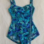 Maxine of Hollywood Pacific Blue Floral One Piece Swimsuit Size 8 Photo 7