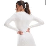 Hollister  knit long sleeve mini dress in cream medium Photo 1
