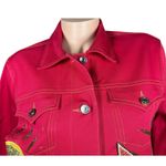 Diane Gilman  Red Denim Jean Jacket Hollywood Star Sequin Embroidered Rhinestones Photo 1