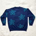 Dokotoo Floral Knit Sweater Boho Crew Neck GrandmaCore Long Sleeve Navy XL NWT Blue Photo 3