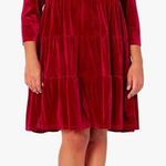 NWT Maison Tara Crushed Velvet Baby Doll Cherry Red Dress Size 24W Wedding Prom Photo 0