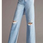 NWT Mother Snack The Fun Dip Puddle Wide Leg Baggy Jeans Size 30 Light Wash Blue Photo 1