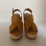Report Wedge Sandals Caden Espadrille Studded Tan Platform Peep Toe Boxed Sz 7 Photo 2