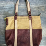 Lucky Brand Leather and Canvas  Large Tote Photo 0