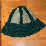 Boho 70’s Vintage Lulu Japan leather & knit Forest Green crossbody bag and hat Photo 2