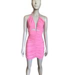 ZARA Pink Ruched Cut Out Halter Neck Dress Photo 1