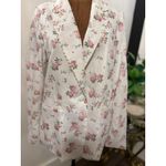 TCEC Floral Print Blazer Women's Pink Roses White Spring Summer Jacket Photo 1
