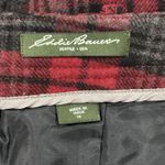 Eddie Bauer  Red Wool Plaid Lined Mini Skirt Size 10 Front Pockets Preppy Photo 1