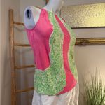 Lilly Pulitzer  Pink Green Riviera Silk Chain Halter Neck Tank Top Size XXS Photo 4