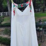 Free People Vintage halter white with green ribbon trim M Photo 6