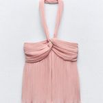 ZARA Pink Pleated Knot Top Photo 0