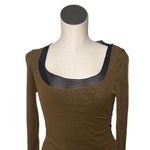 Free People NWOT Intimately  Double Take Long Sleeve Top Olive Green Black Photo 3