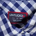 UNTUCKit Women's Blue White Gingham Belleza Button Up Long Sleeve Shirt 2 NIB Photo 2