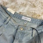 Angel Kiss Skort Pleated Denim Mini Skirt Shorts Raw Hem Light Wash Size 5/27 Photo 2