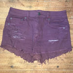 American Eagle  distressed burgundy stretch shorts Photo 0