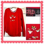 Santa’s Treasures  long sleeve top - red - size large - cocktails Photo 1