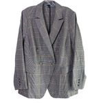 Lane Bryant Double Breasted Houndstooth Plaid Blazer Shoulder Pads 16 Grey #4103 Photo 7