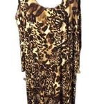 Susan Graver Plus size 2X Leopard Print Midi Dress Cold Shoulder Photo 0