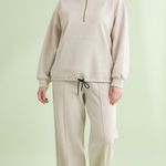 ZARA 2 piece set lose fitting oversized half zip top and wide leg pants Sz Large Photo 0