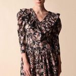 ST. ROCHE Belladonna Floral Hatfield Mini Dress Size 2 $370 Organic Cotton Black Photo 3