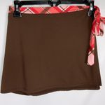 Anne cole  Brown Retro Swim Skirt Orange & White Criss Cross Tie Waistband Large Photo 6