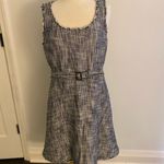 #90 C. WONDER Tweed Belted Tailored Dress Blue Size 12 Photo 3