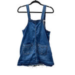 American Eagle Denim Jean Overalls Mini Dress Jumper Raw Hem Size XS Blue Casual Photo 3