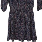J.Crew Blouson Chiffon Colorful Floral V-Neck Long Sleeve Mini Dress S Black Photo 3