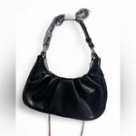 NWT KKXIU Black Crescent Mini Hobo Bag – Ruched Shoulder Purse Photo 3