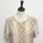 Equipment  Femme Silk Snakeskin Pattern Beige Tan Taupe Cream Short Sleeve Blouse Photo 1