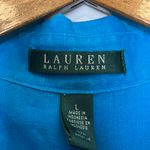 Ralph Lauren The LAUREN ® Roll-Tab-Sleeve Aqua Blue Turquoise Linen Shirt Photo 6