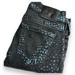 True Religion  Casey Jeans Sz‎ 25 Black & Blue Snakeskin Skinny Stretch Photo 1
