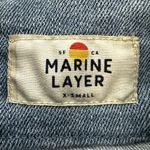 Marine layer  Denim Jacket Trucker Jean Button Down Light Wash Colorblock XS Photo 1