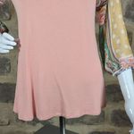 Les Amis Top Woman's Size Small Pink Raglan Sheer‎ Sleeves Boho Print 3/4 Sleeve Photo 3
