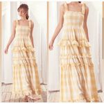 Storia  Sunny Days Tiered Layered Plaid‎ Ruffle Smocked Maxi Dress NWT Sz M Photo 2