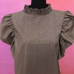 ZARA  Brown Plaid & Polka Dot Puff-Sleeve Babydoll 60s Style Shift Dress - Medium Photo 1