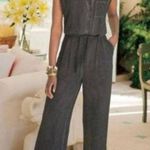 Soft Surroundings  Camilla Front Tie Pockets Jumpsuit Grey Size XS Woman’s Photo 1