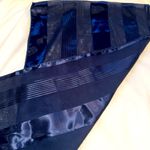 Elegant Navy Blue Striped Satin/Rayon Scarf/wrap. Rolled edges. Size 15”by 60”. Photo 3