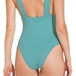 Eberjay NWT Eberjey Vivian textured pique deep V swimsuit ocean blue Large Photo 1
