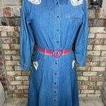 shirt dress denim jean 1990s cottagecore grannycore blue white Size XL Photo 0